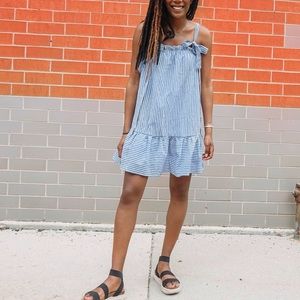 Blue and White Stripe Bow Strap Sundress Size S